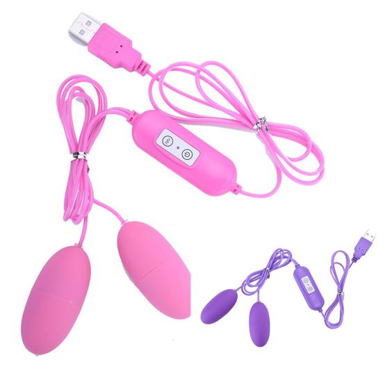 USB Double Egg Vibrator 10 Frequency Vibration Clitoris Stimulator Sexleketøy for voksne