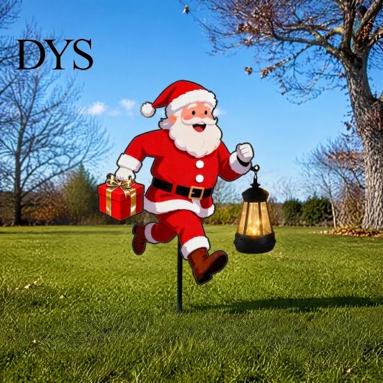 Weather Resistant Stake Lights 1/2Pcs Holding Lantern Santa Light, Christmas Snowman Solar Lamp with Claus Stake, Decorative Light for Outdoor Garden