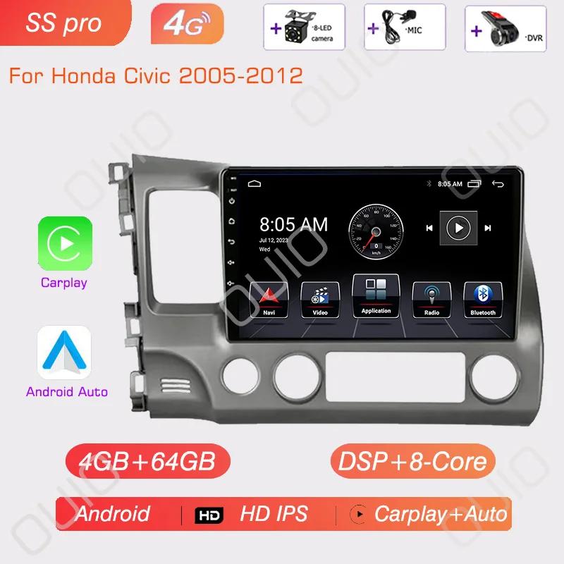 Android 13 Radio For Honda Civic 2005 2006 2007 2008-2012 Car Stereo Multimedia Player Carplay Auto GPS Navigation 2DIN No DVD