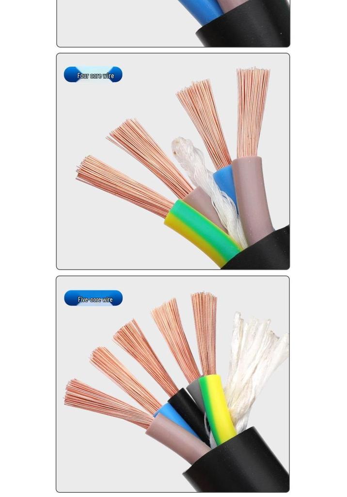 Flame Retardant Outdoor Cable: 2-Core/3-Core/4-Core, Two/Three-Phase, Durable, 2.54610 Sq. Inch