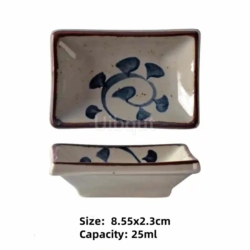 ceramic small square sauce dish Japanese style sushi dish flavoring sushi mustard plate soy sauce cherry blossom Pepper tray