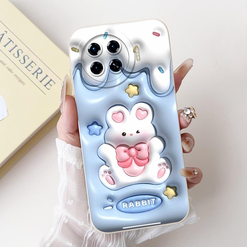 For Tecno Spark 20 Pro+ 2024 Case Fashion Flower Cactus Soft Liquid Silicone Lens Protective Cover on Spark 20 Pro Plus KJ7 Etui