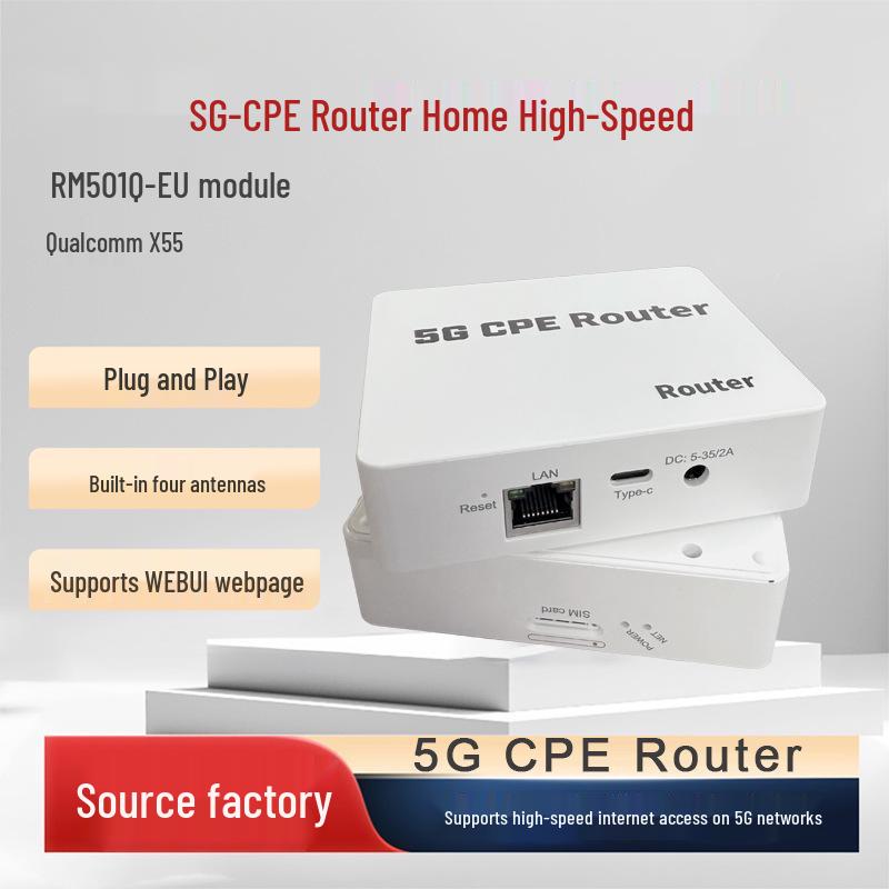 High-Speed 5G Home Router with Qualcomm X55, Plug-and-Play, All-Network Compatible, Web Page Support