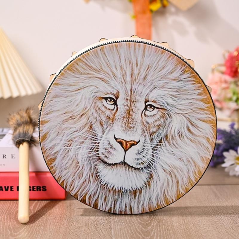 Unique Pattern Shaman Drum With Drumstick Siberian Drum Sound Healing Tool Home Ornament for Spiritual Music Meditation