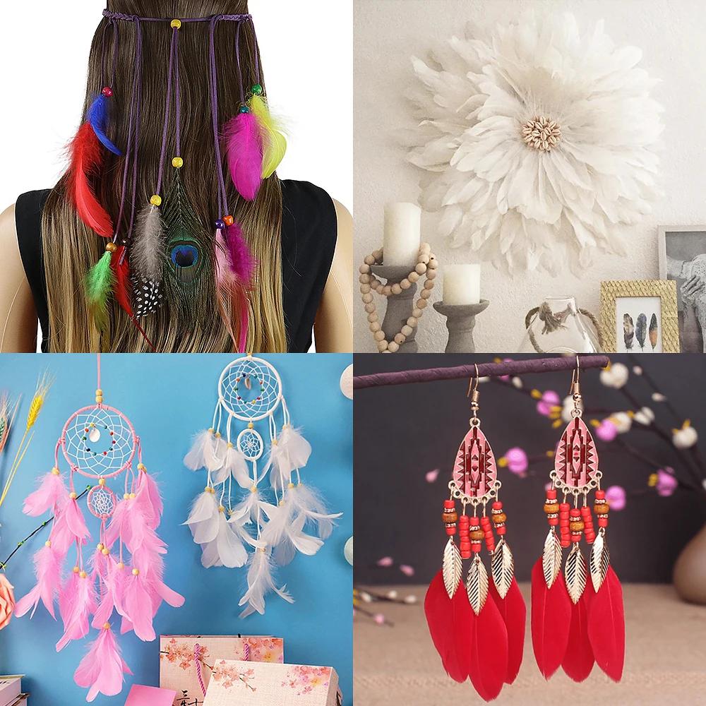 100Pcs/Lot Colour Goose Feathers 5-8Cm 8-12Cm Natural Feathers Crafts For Wedding Diy Handicraft Dream Catcher Decorative Plumes