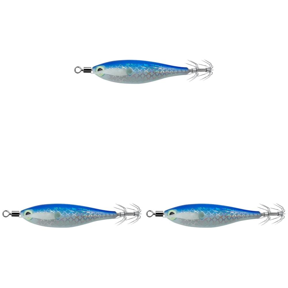 1-3PC Luminous Squid Hook Fishing Lure Double Hook Glow In The Dark Wood Shrimp with 3D Eyes Fake Octopus Bait for Night Fishing