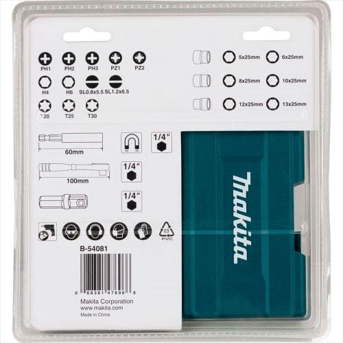 Makita Ratchet & Bit Socket Set, 21-Piece Set, 6.35mm (1/4") Drive, B-54081