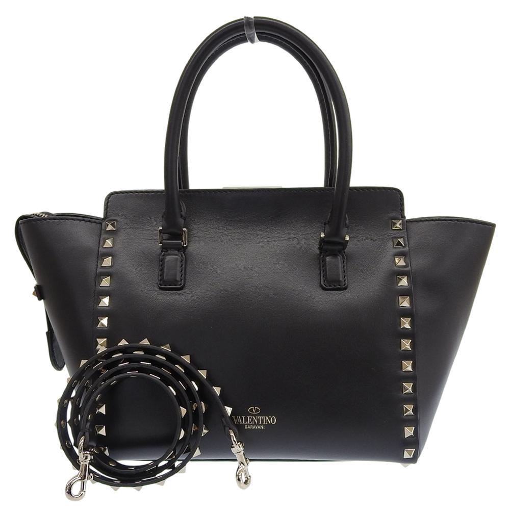 VALENTINO Excellent condition RockStuds leather 2-way handbag for women, black Handbag blackUsed