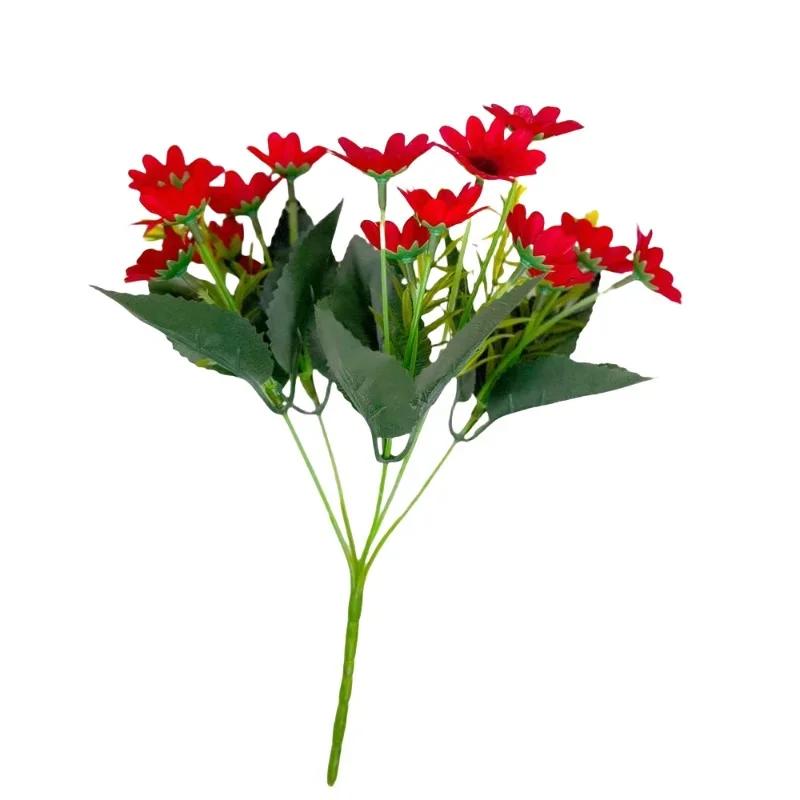 Artificial Daisies Real Touch Plastic Wildflowers Wedding Bridal Bouquet Tabletop Floral Arrangement Faux Daisy Home Decoration