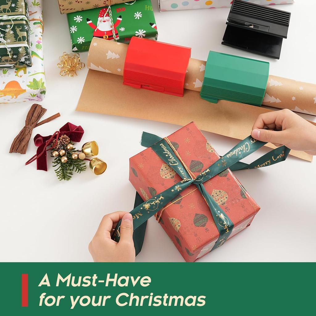 2 Stück Geschenkpapier-Schneider Weihnachts-Papierrollen-Schneider Papier-Schneider Schieber Werkzeugset Weihnachtsgeschenk-Verpackung Geschenkpapier-Schneidezubehör
