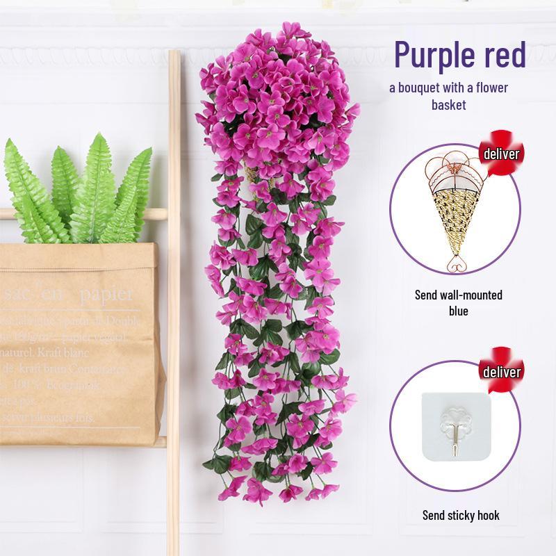 Artificial Violet Flower Vine - Silk Rose Hanging Decor for Weddings and Walls