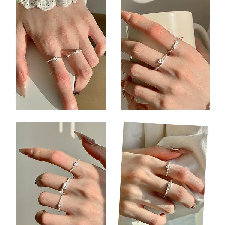Trendy Cute Floral Adjustable Stackable Ring for Women, Fresh Mori Style, Ins Style, Index Finger Ring.