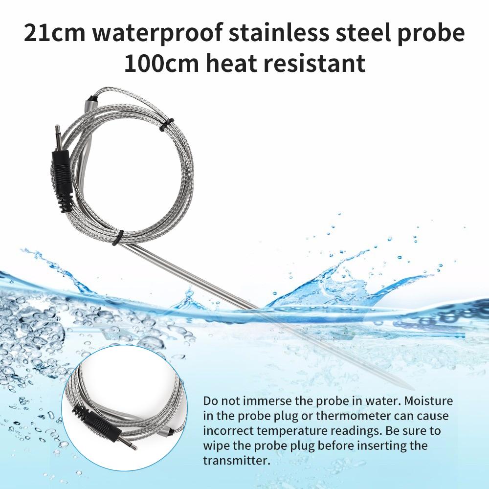 Wireless BBQ Thermometer LCD Display Oven Food Temperature Tester Smart Meat Thermometer with Waterproof Stain Steel Probe