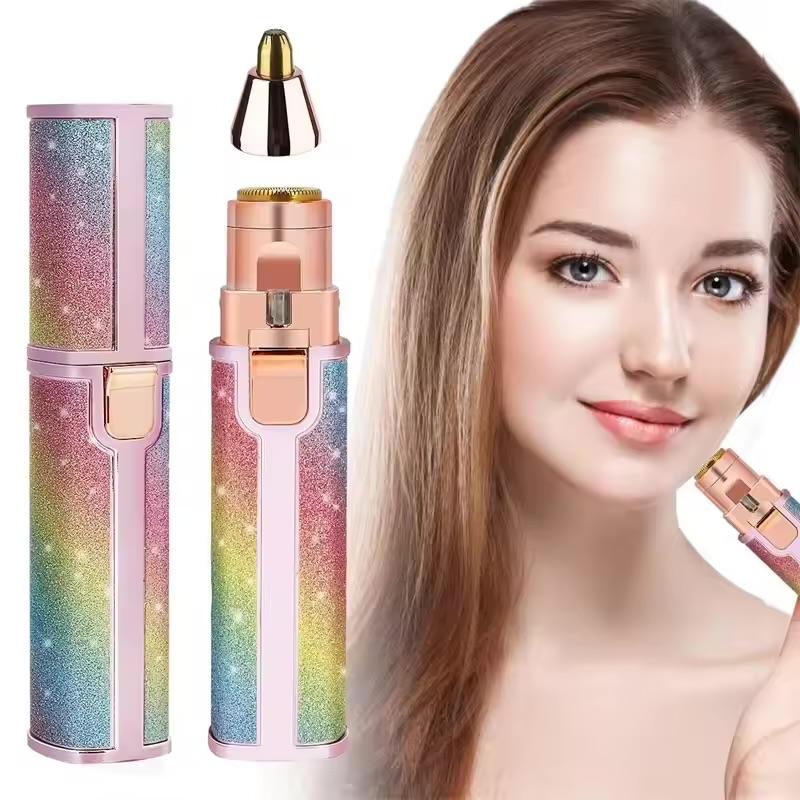 2 In1 Rechargeable Facial Hair Removal and Eyebrow Shaver - Face Lips Body Painless Facial Razor with Built-in LED Light USB