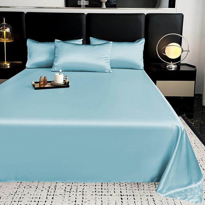 

Охлаждающая простыня для одиночного использования в жаркий сезон: Однотонное, дышащее постельное белье, идеально подходящее для общежитий и летнего сна. 170x230cm синий