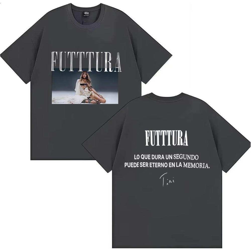 Hot Singer TINI Futttura 2025 Tour Merch Double Sided Print Aesthetic Y2K Short Sleeve Tshirt Mens Hip Hop Casual Hot Sale Tees