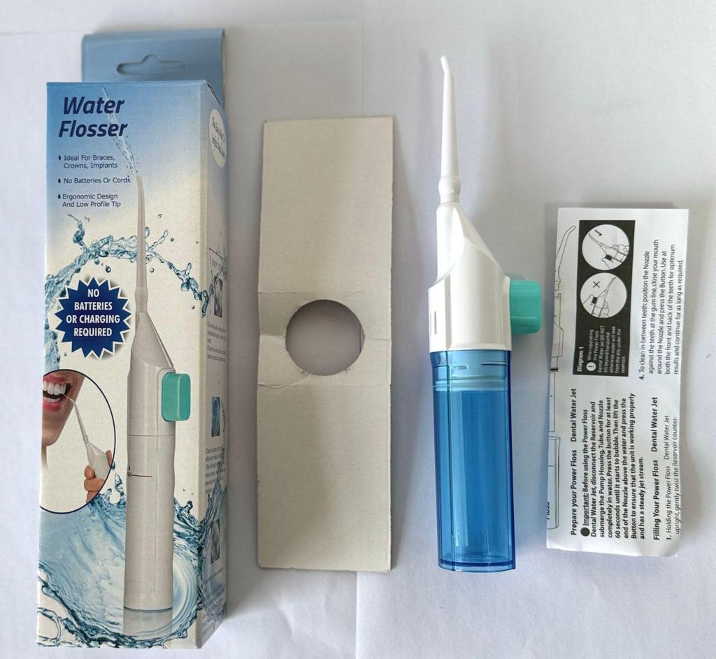 High-Pressure Dental Irrigator: IPX7 Waterproof Manual Water Flosser & Teeth Cleaner