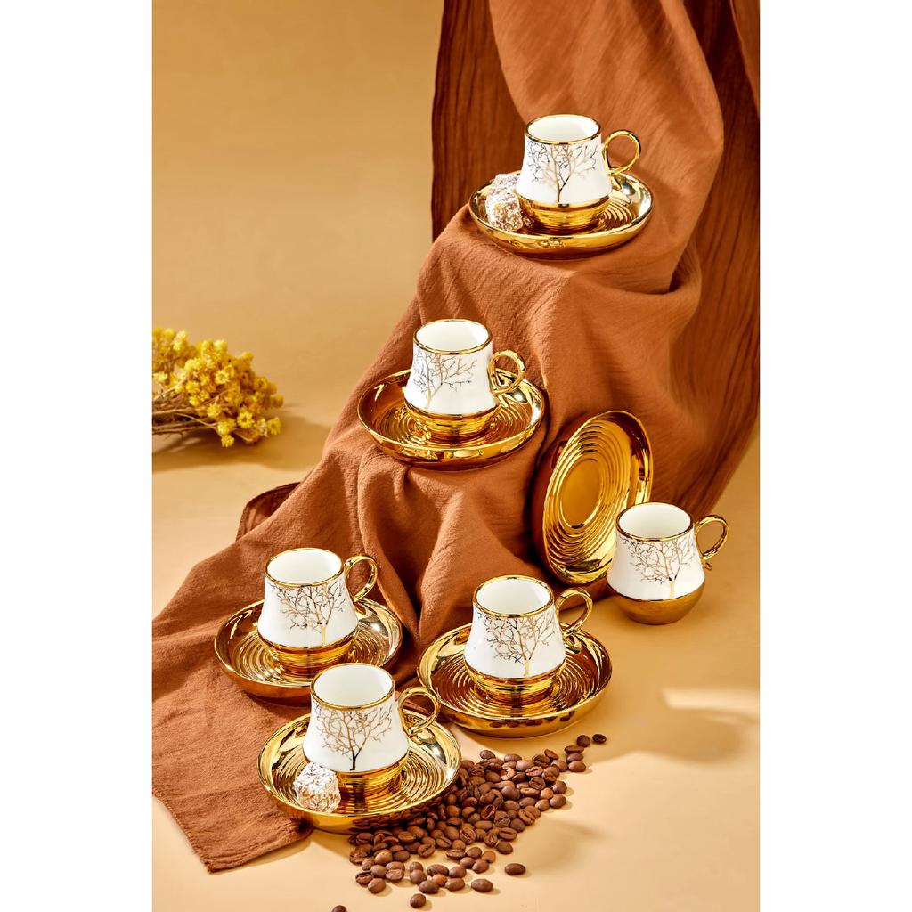 Autumn Set Of 6 Porcelain Patterned Coffee Cups