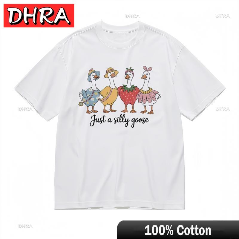 

Unisexs Slight Stretch Classic TShirt Whimsical Goose Group Print Design Tee for Retro Cute Graphic Graphic TShirts for Unisex 4XL