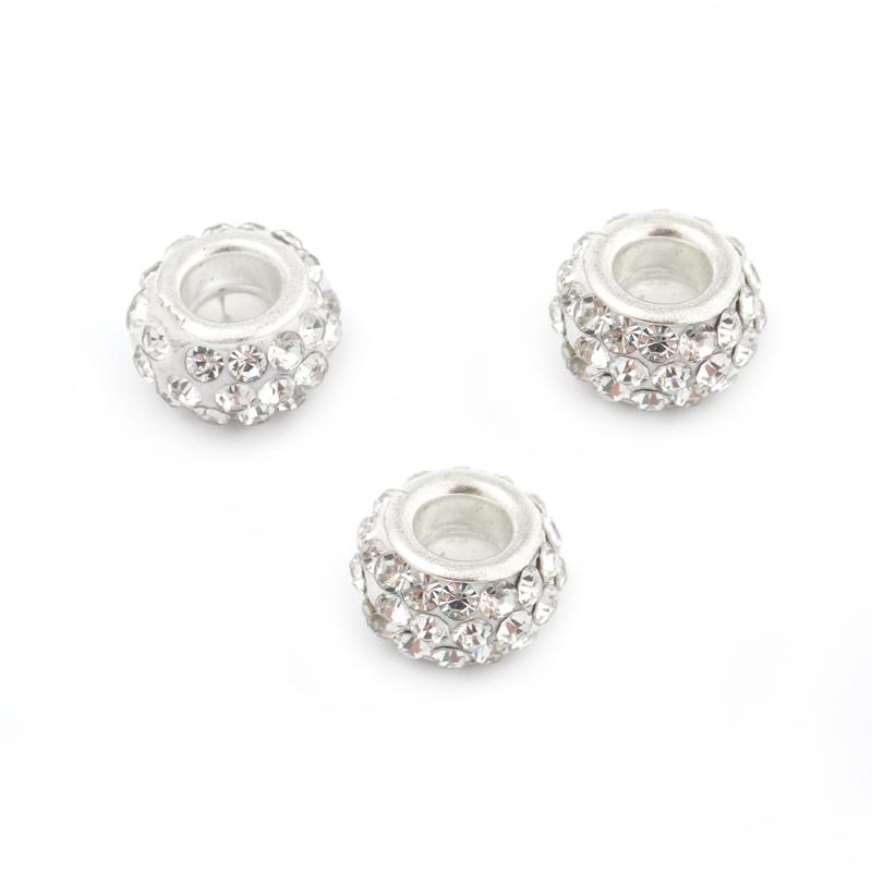 20pcs/Lot 11mm Clay Rhinestone Charm Beads for Jewelry Making Craft  Loose Spacer Beads Big Hole Beads DIY Bracelet Necklace