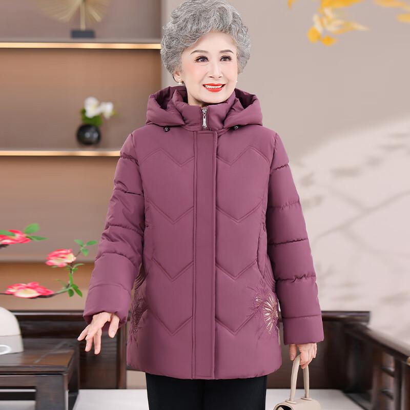 Yalu Women's Winter Hooded Padded Coat for Middle-Aged & Elderly