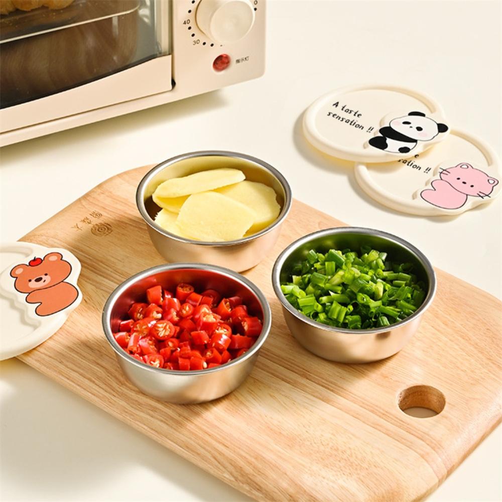 Cat Bear 304 Stainless Steel Salad Dressing Containers For Lunch Box Picnic Portable Sauce Cup Seasoning Condiment Container