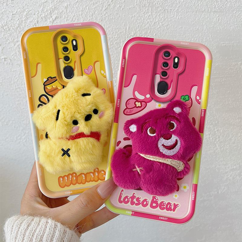 KEYSION Cute 3D Cartoon Plush Case for OPPO A9 2020 with Lanyard Soft Silicone Shockproof Phone Cover for OPPO A5 A9 2020