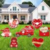 7Pcs Valentine Yard Stakes Decorations Valentines Gnome Truck Yard Signs Bear Love Heart Conversation Valentine Sayings Lawn Sign for Valentine