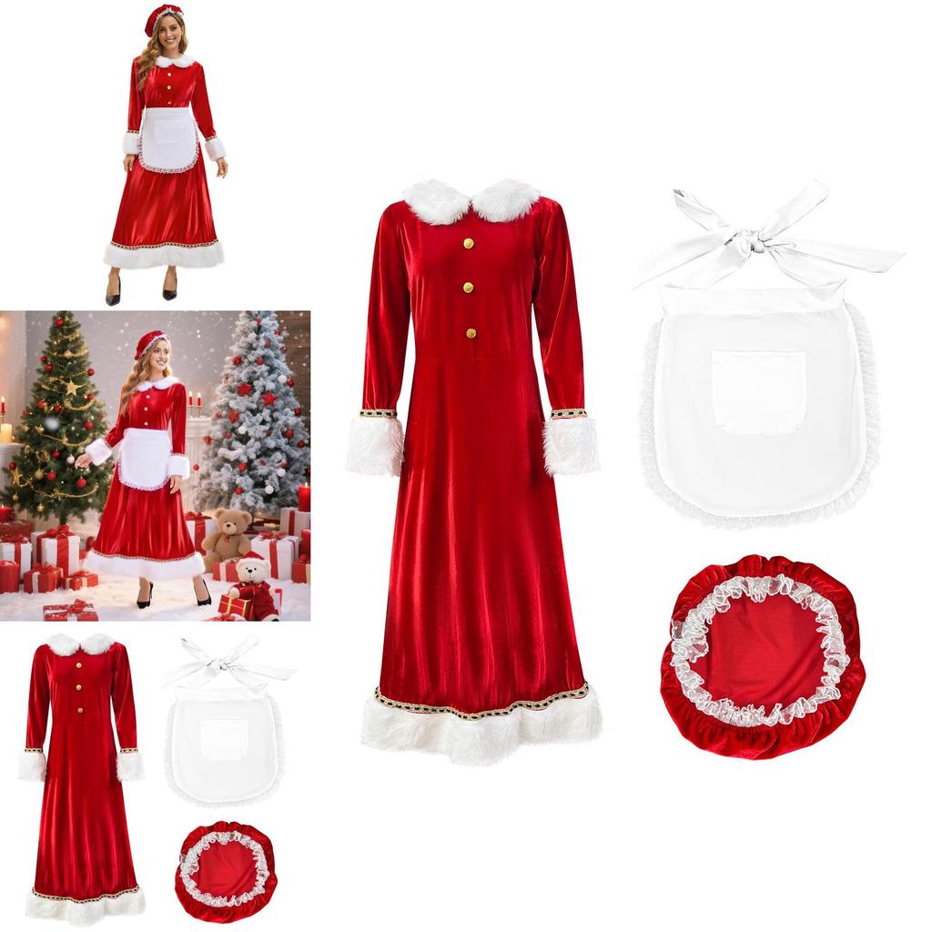 Holiday Santa Dress For Women With Polyester Fabric For Christmas Costume Parties