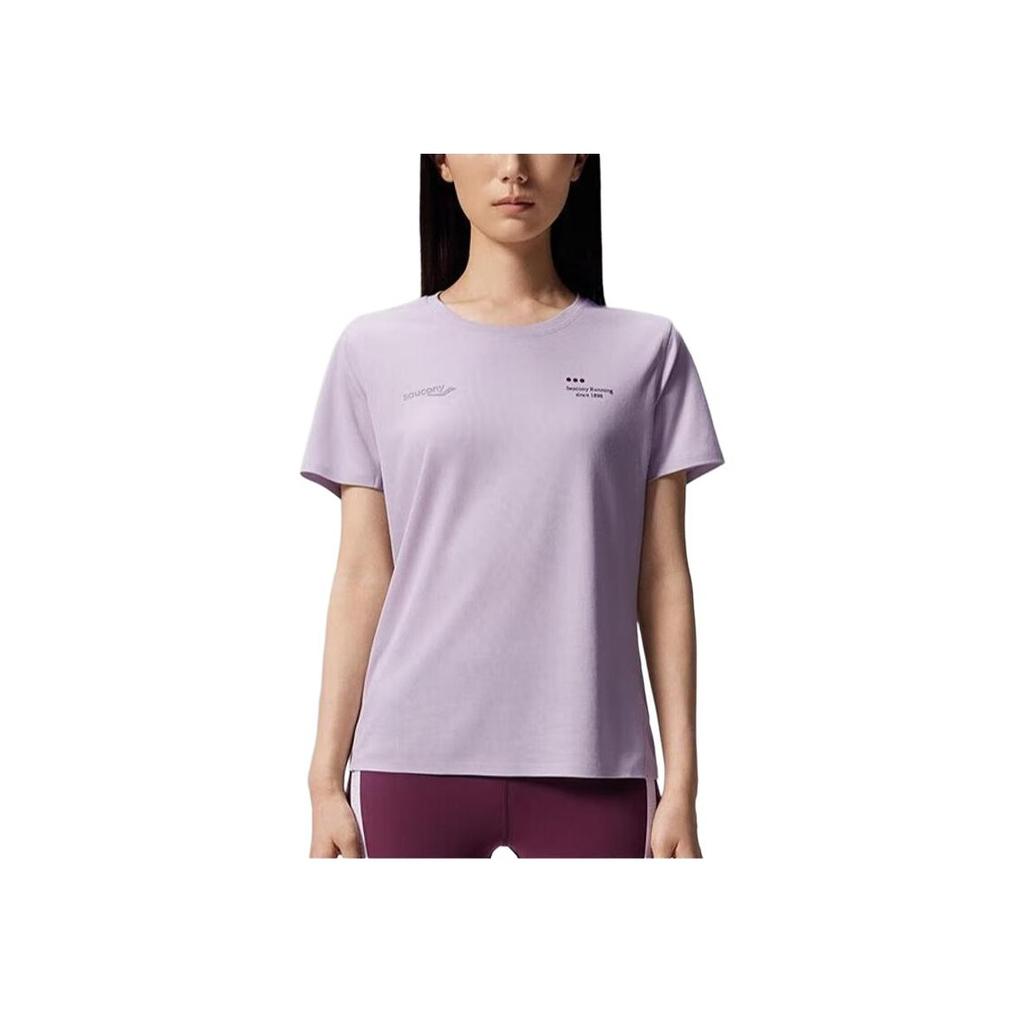 SAUCONY Running Training Series Soul Runner Simple Versatile Fashion Round Neck Short Sleeve T-Shirt Women T-Shirts Lilac-Purple SA1250ST63T-PP094