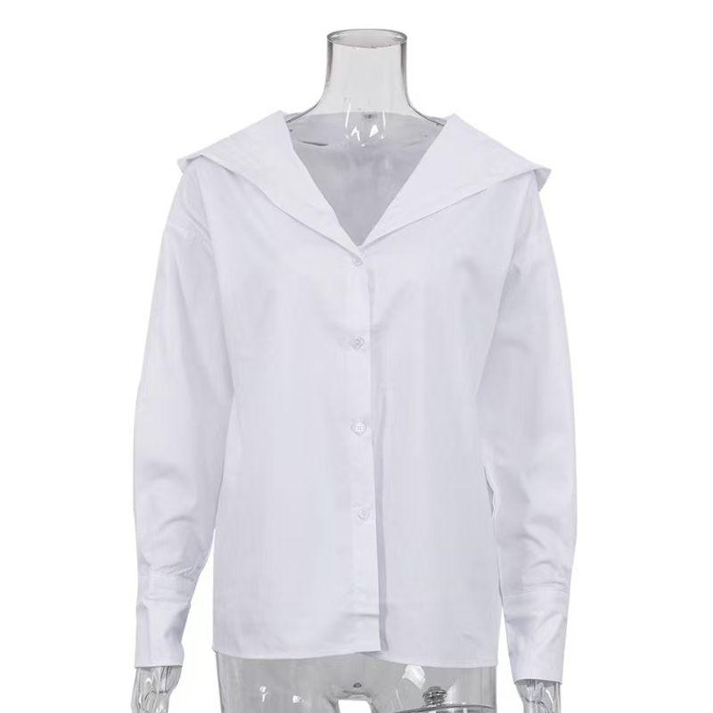 

Western Style New Fashion Loose Hood Long sleeve Shirts Top Long Sleeved Hooded Shirt White L