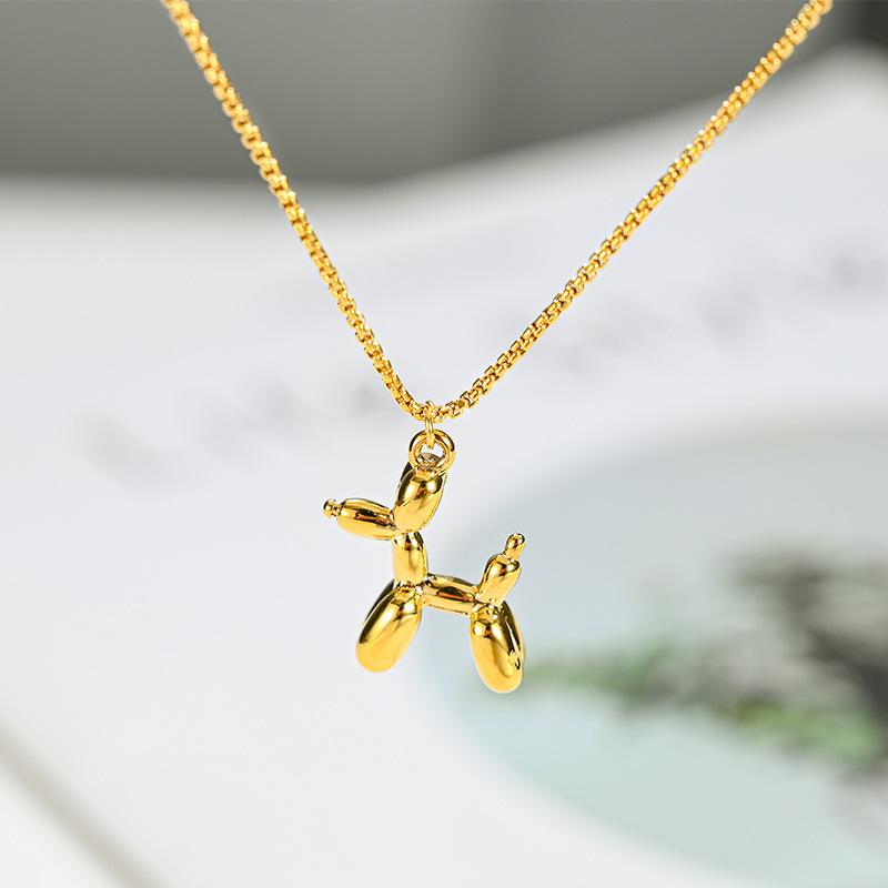 Collana Ciondolo Cane Palloncino Poodle Carino Acciaio Inossidabile Dolce Divertente Fascino Catena Clavicola Unico Regalo di Compleanno per Ragazza Gioielli