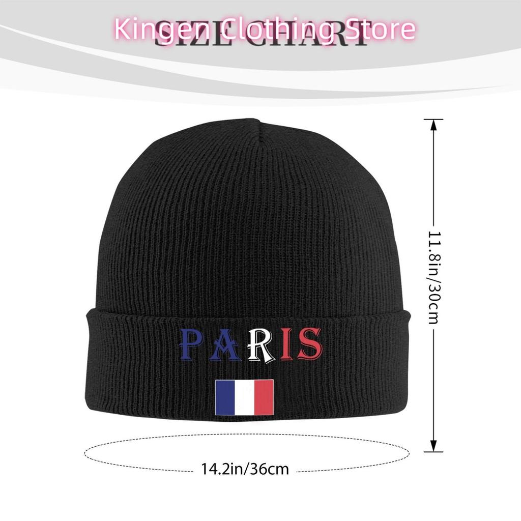 Paris Flag Print Warm Knitted Cap Hip Hop Hat Autumn Winter Outdoor Beanies Hat for Unisex Adult Unisex Adult Bonnet Hat