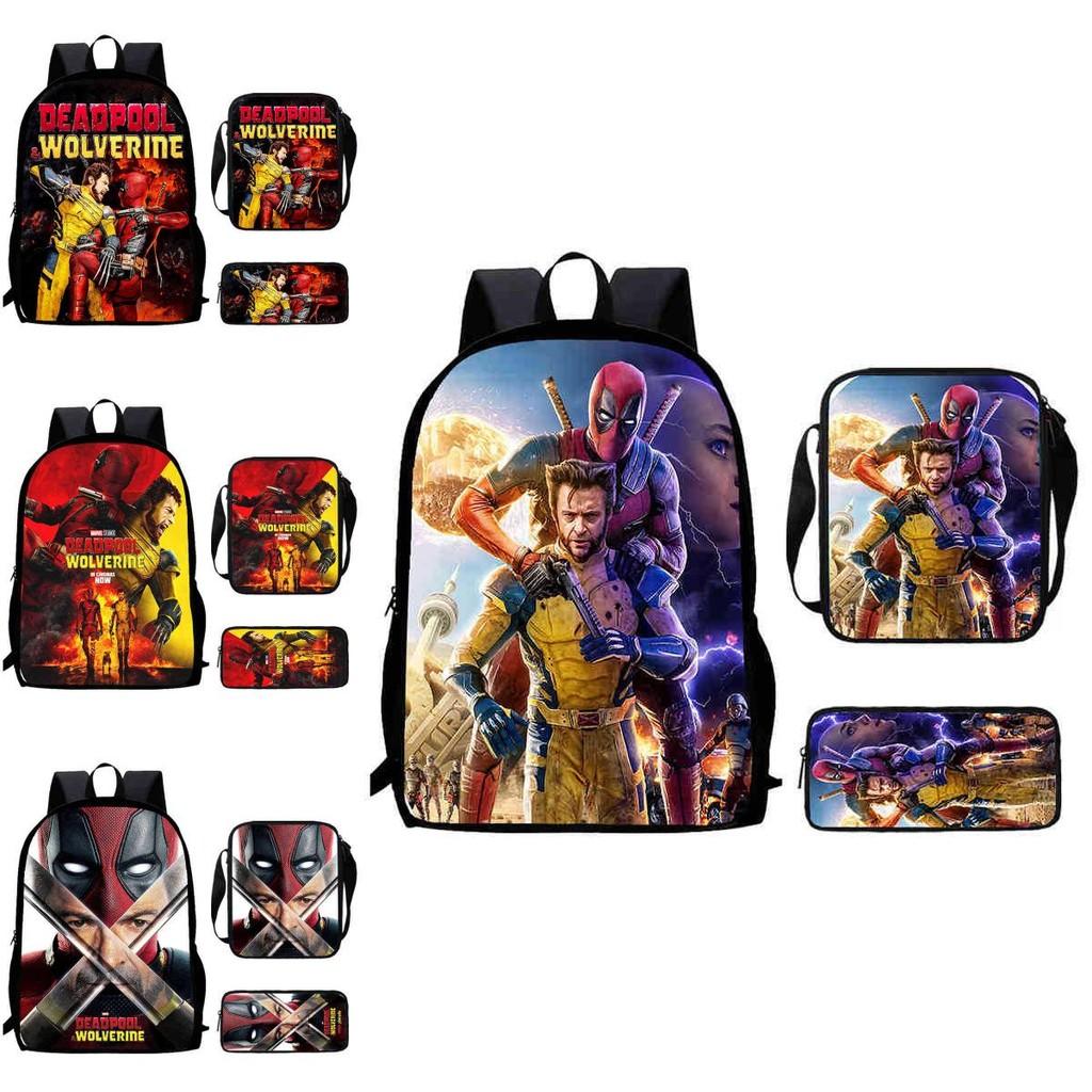Mochila Escolar Infantil de Deadpool y Wolverine con Tejido Oxford Ligero para Estudiantes de Primaria