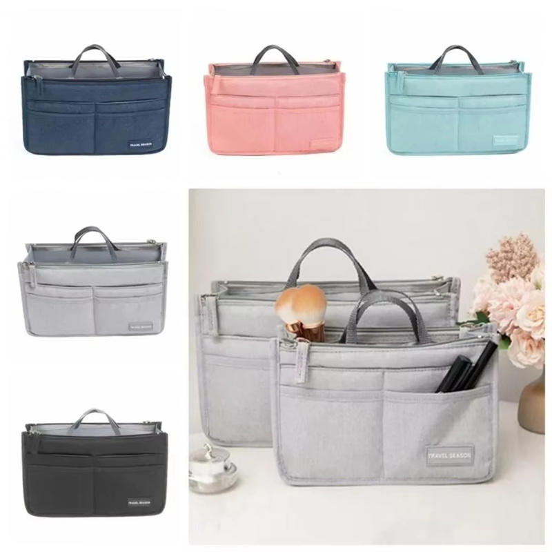 Fashion Travel Tote Bag Shaper Insert with Handles Large Capacity Purse Organizer Liner Bag Multifunctional Cosmetic Bag