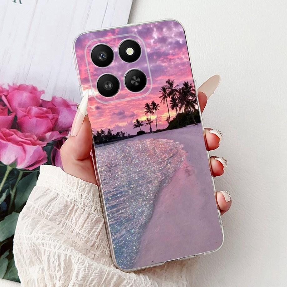 Weiche dünne transparente Silikonhülle für Huawei Honor 400 Smart Funda Honor X7D Katze Rose Blume Drache Mode Stoßfester Stoßfänger