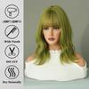 Perucă verde pentru femei Perucă de păr sintetic Bob până la umăr Perucă ondulată Cosplay Party Perucă de Halloween pentru femeie cu păr fals