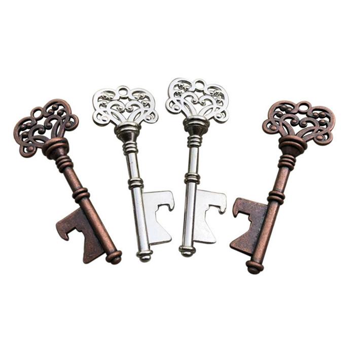 Vintage Key-Shaped Metal Bottle Opener with Keychain Accessory