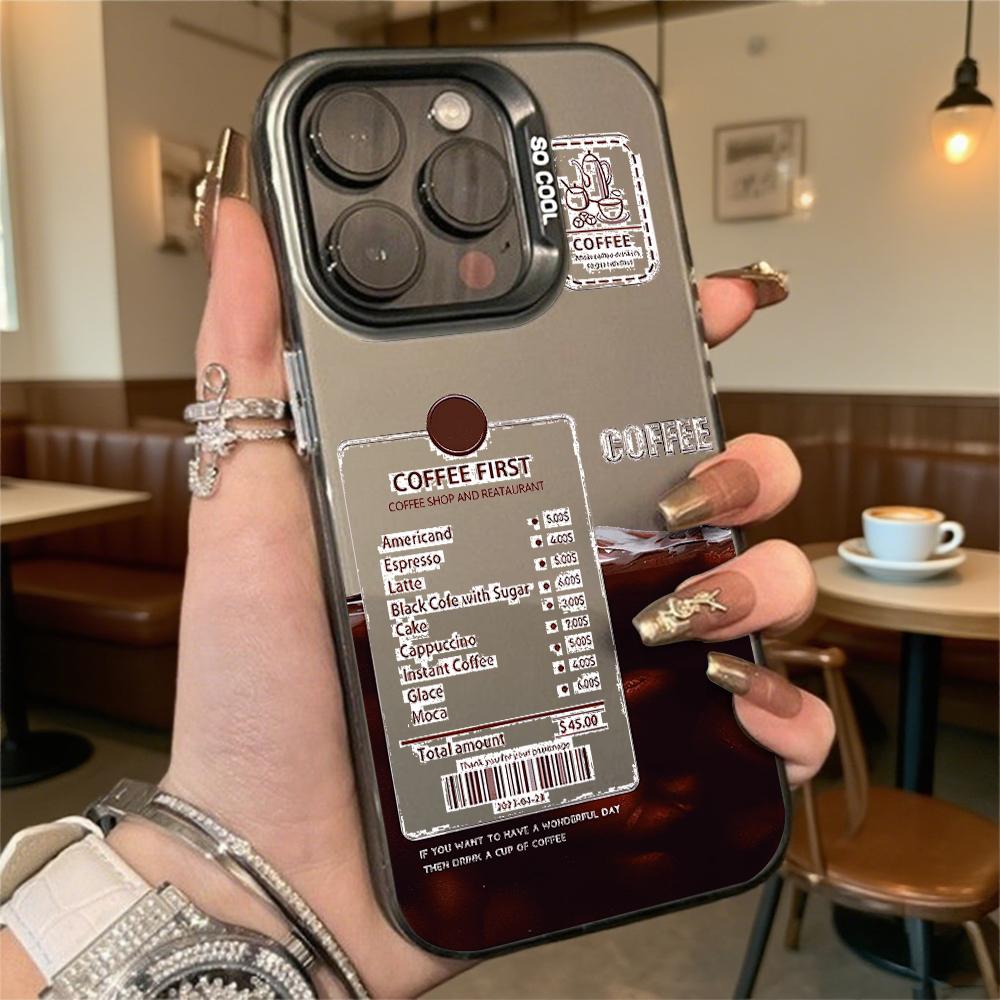 Coffee First Menu Hard Phone Case for Iphone 16 15 14 13 12 11 Pro Max Mini Shockproof Anti-Scratch Protective Cover