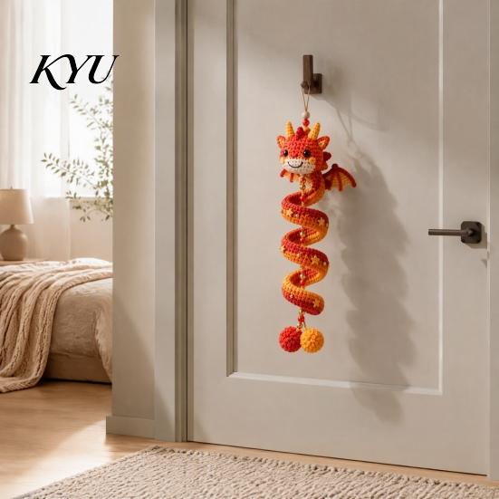 Easy Assembly Dragon Decor DIY Spiral Hanging Ornament Kit, Decorative Art Craft, Family Activity Craft Handmade Crochet Kit for Home Classroom