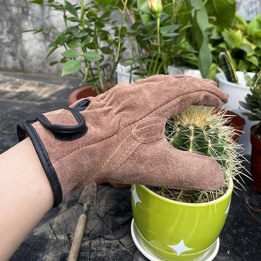 Outdoor Protective Gardening Gloves Yard Cleaning Floral Garden Leather Anti Thorn and Weed Protection Labor Gloves 1 Pairs