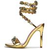 Fashion Star style Luxury Crystal Embellished Wraparound Women Sandals Stiletto High heels Gladiator Sandals Summer Wedding Prom Shoes