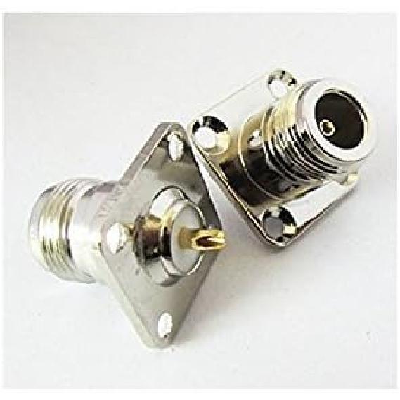 Saide 2Pack Chassis N Female Jack 4 Hole Panel Mount PCB Solder RF Connector