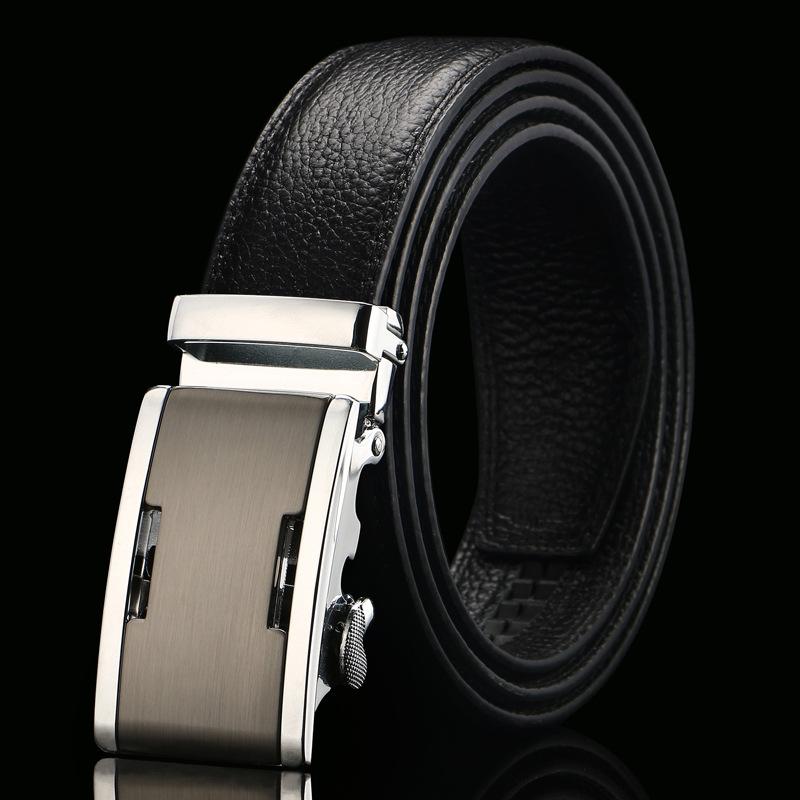 Open Edge Cowhide Belt Men's Real Cowhide Business and Casual Automatic Buckle Belt