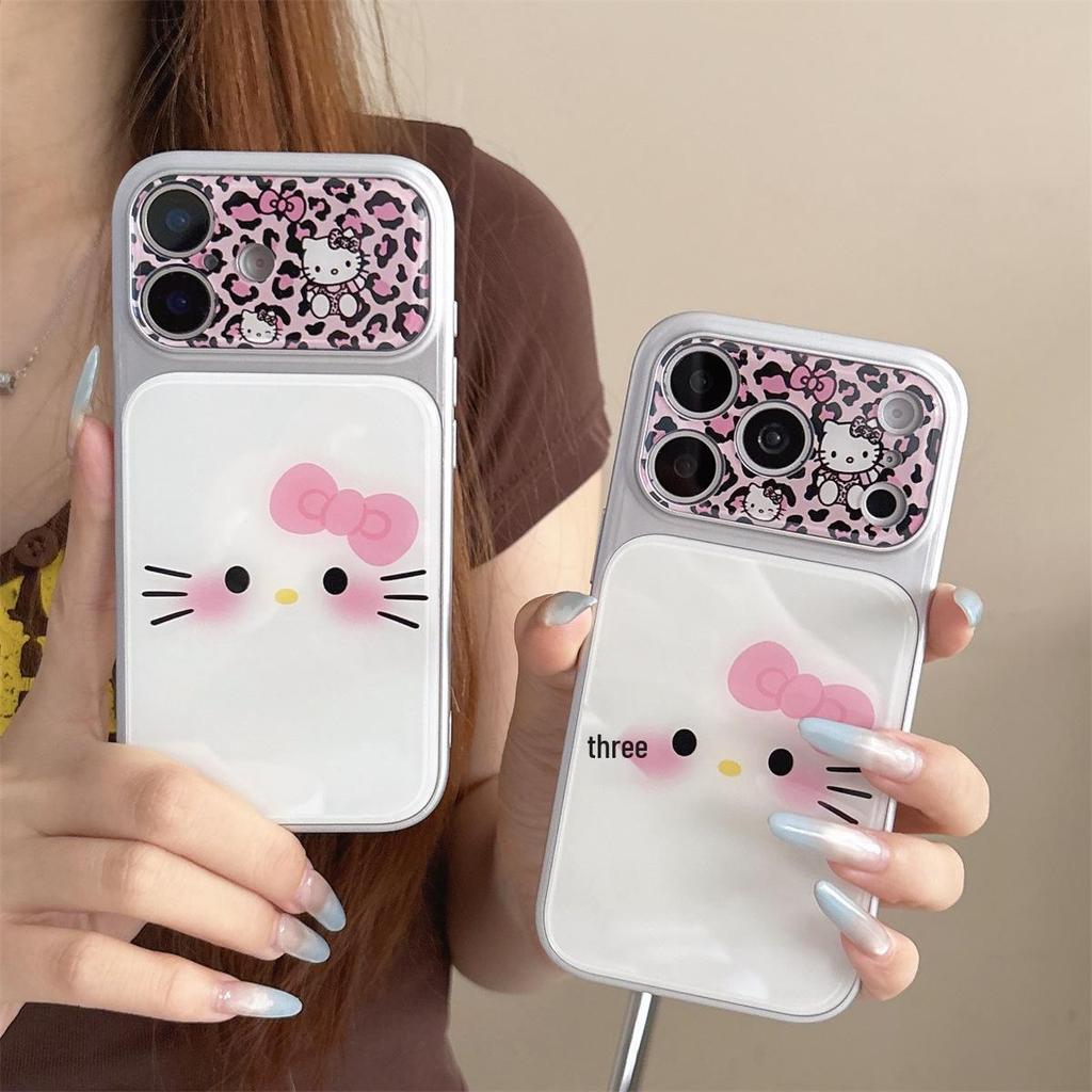 Leopard Print Cat Expression iPhone 15 Compatible ProMax Anti-Drop Case