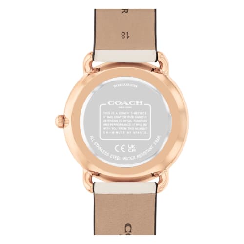 COACH Women's Watch Genuine 14504380 Elliott 36mm Rose Gold White Sunray Dial Chalk Leather