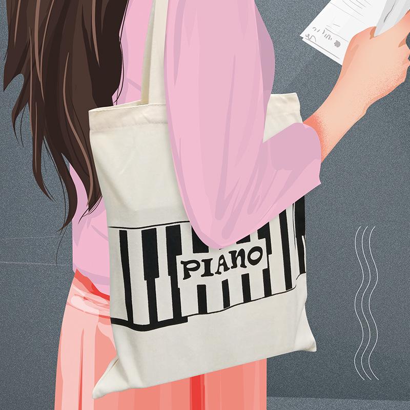 White Portable Roll-Up Piano Instrument Tote Bag