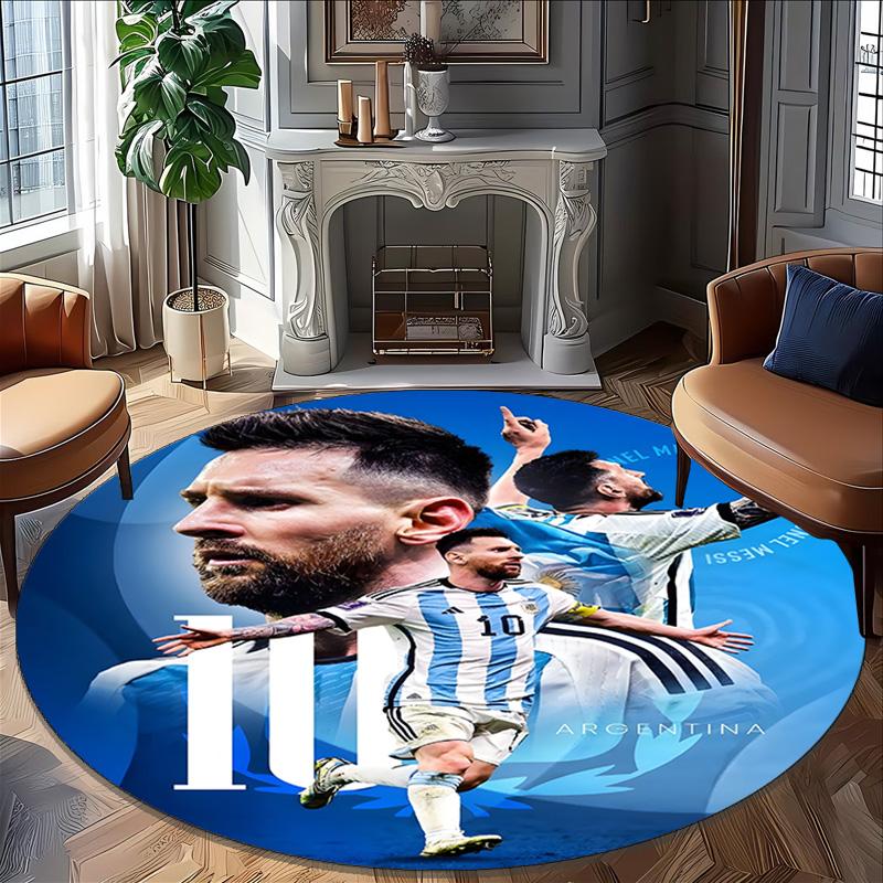 1pc M-Messi5 Carpet, Round Rug, Comfortable, Suitable for Entryways, Living Rooms, Office, And Bedrooms, Christmas Decoration