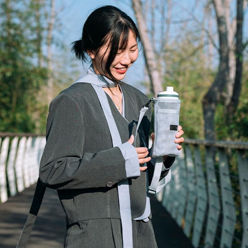Meshes Water Bottle Holder Sleeve Water Bottle Carriers Bag for Clear Hydrations Monitoring Zippers Access Oxford Fabric
