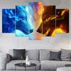 5 Panels Canvas Wall Art Animal Poster Painting And Print Fire and Water Wolf Wallpaper Living Room Decorative Frame Artwork